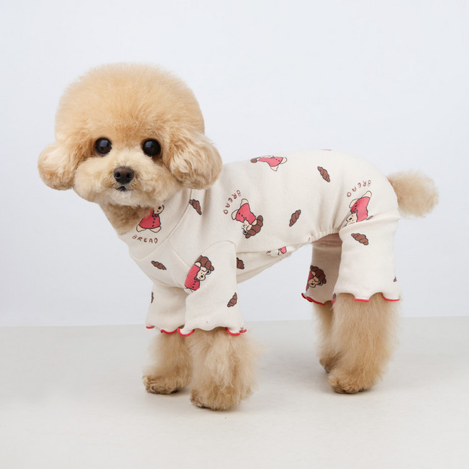 Grooming Dog 寵物保暖喇叭袖連身衣, 象牙白, 1個