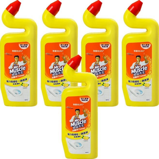 Mr Muscle 威猛先生 深層淨力潔廁凝膠 清新檸檬, 750ml, 5瓶