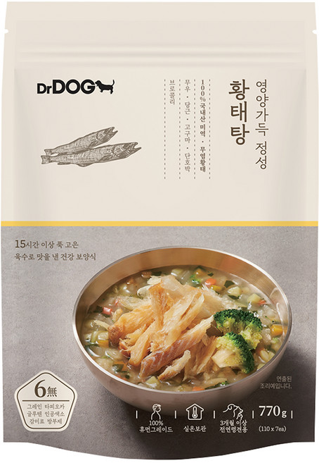 닥터독 영양가득 정성 황태탕 강아지 간식, 황태, 110g, 7개