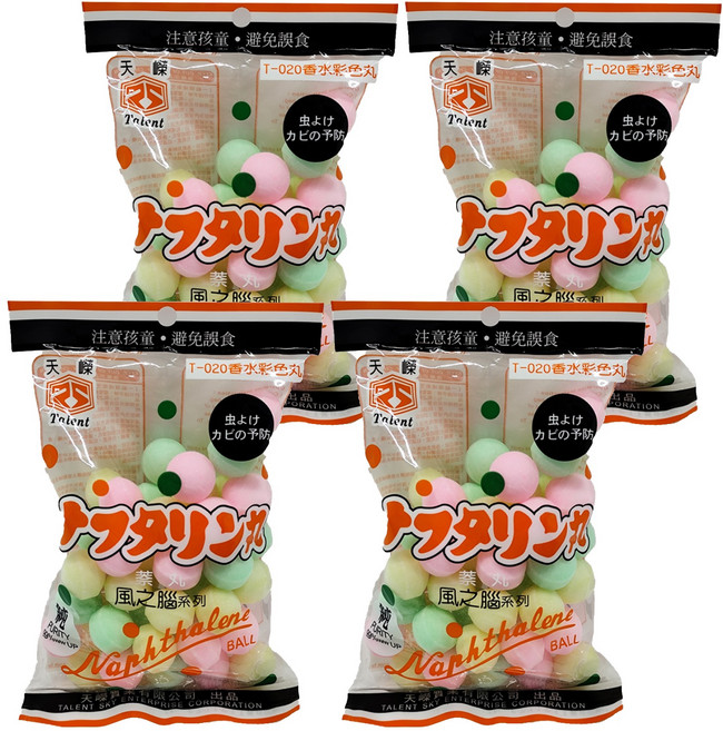 TALENT 天嶸 彩色樟腦丸 8號, 250g, 4包