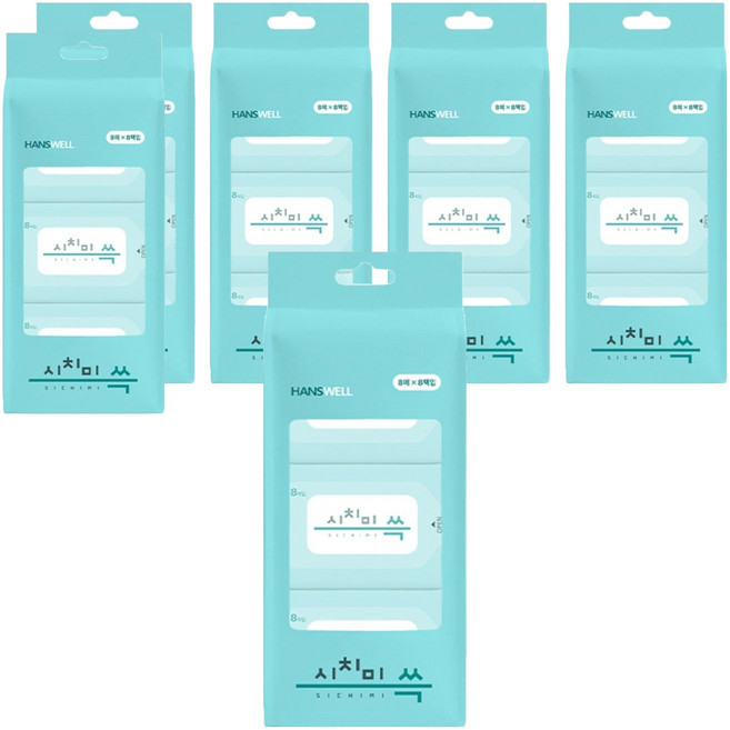 시치미 쓱 데일리 초미니 물티슈 휴대형, 8매, 6개