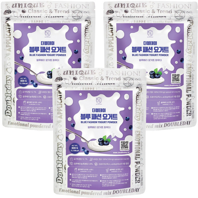 더블데이 블루패션 블루베리 요거트 파우더, 3개, 800g