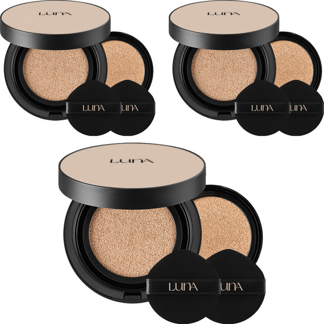 LunA 長效遮瑕服貼氣墊粉餅正裝 13.5g+替換蕊組, 23M Medium Beige, 3組