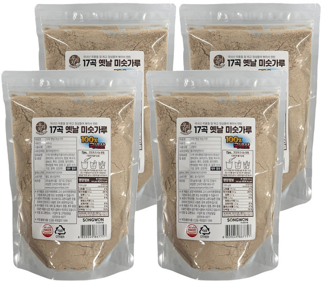 우리차 17곡 옛날 미숫가루, 500g, 4개