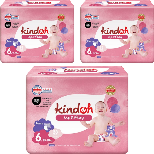 킨도 프리미엄 업앤플레이 팬티형 기저귀 남녀공용 점보, 6단계, 84매