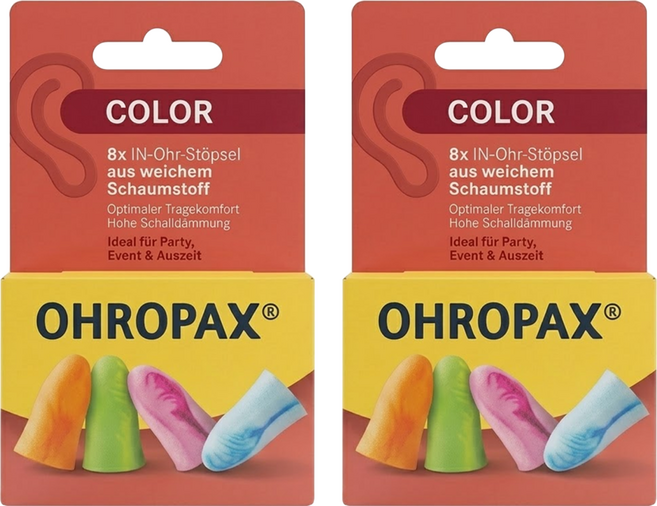 OHROPAX 安耳悠 COLOR 泡棉耳塞 隔音消音抗噪舒適, 2盒, 4組