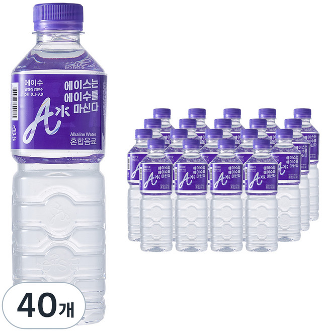에이수 프리미엄 알카리수, 500ml, 40개