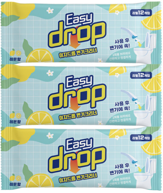 이지드롭 변기크리너 레몬향, 3개