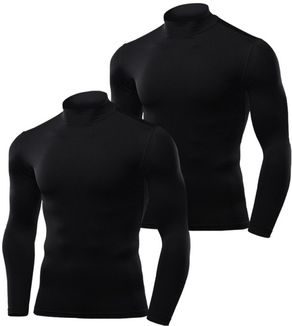 아르메데스 남성용 무지테크핏 반목 터틀 긴팔 축구 야구 등산 라이딩 트래킹 베이스레이어 언더레이어 상의 2p AR-53