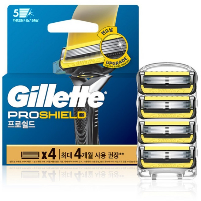 질레트 프로쉴드 옐로우 매뉴얼 면도날, 4개입, 1개