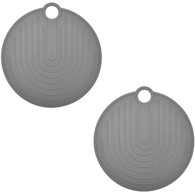 국내 제조 피아 국산 실리콘 원형 냄비받침, 그레이, 2개