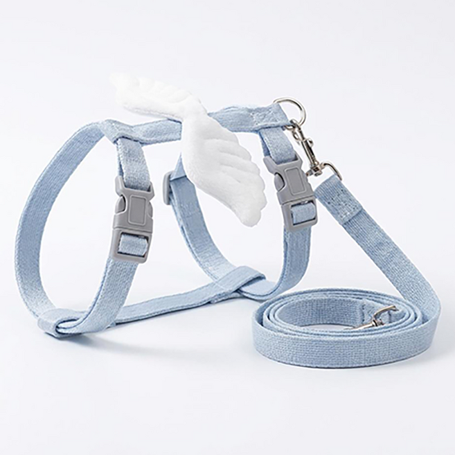 타이탄 안벗겨지는 고양이 H형 하네스 가슴 리드줄 1.2M, 파란색, 1세트