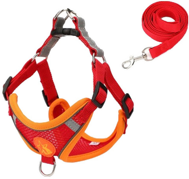 타이탄 고양이 탈출 방지 메쉬 원단 조끼 가슴줄, 클래식 레드, 1개