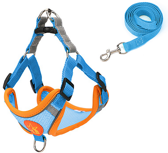 타이탄 고양이 탈출 방지 메쉬 원단 조끼 가슴줄, 파란색, 1개