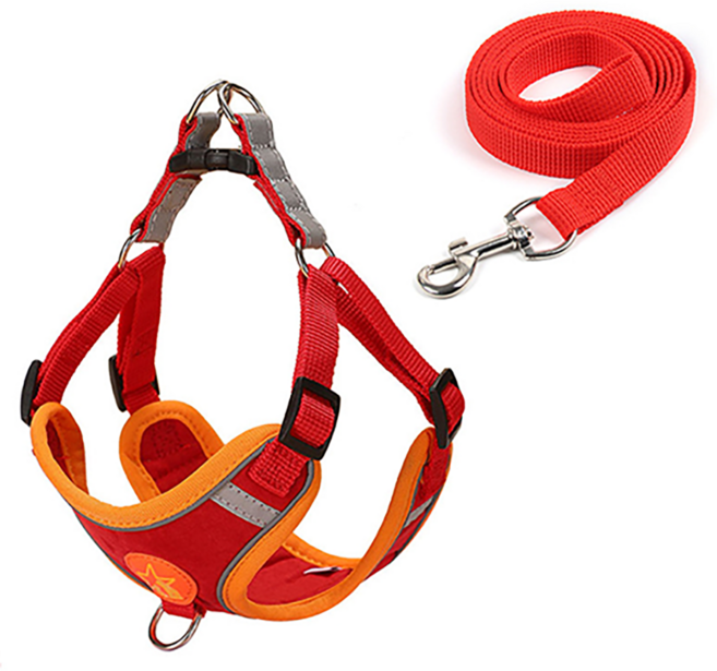 타이탄 고양이 탈출 방지 스웨이드 조끼 하네스 + 150CM 리드줄, 레드, 1개
