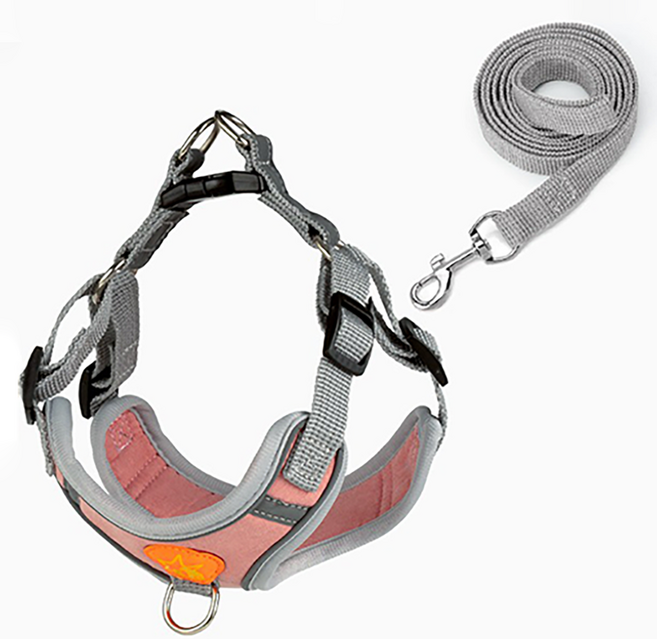 타이탄 고양이 탈출 방지 스웨이드 조끼 하네스 + 150CM 리드줄, 분홍색, 1개