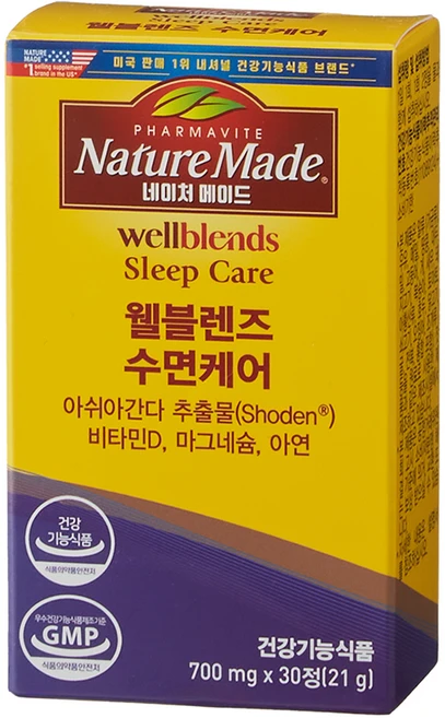 네이처메이드 웰블렌즈 수면 케어 21g, 1개, 30정 - 쿠팡