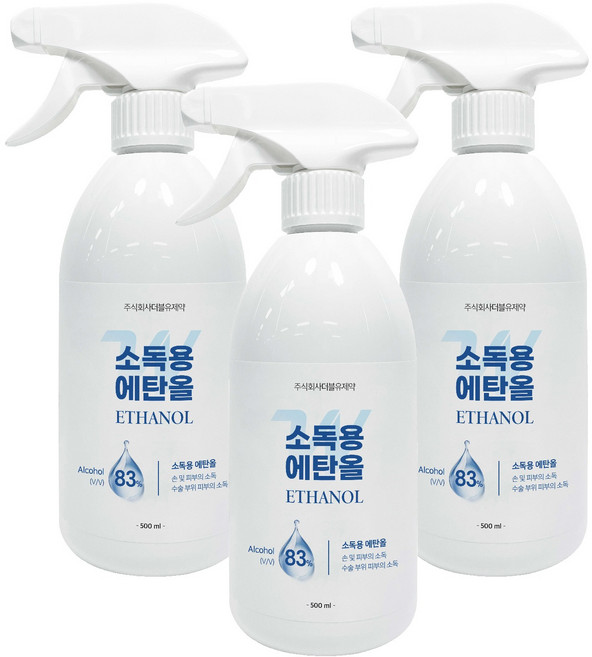 더블유제약 소독용 에탄올 스프레이, 3개, 500ml