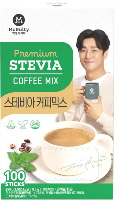 맥널티커피 스테비아 커피믹스, 9.5g, 100개입, 1개