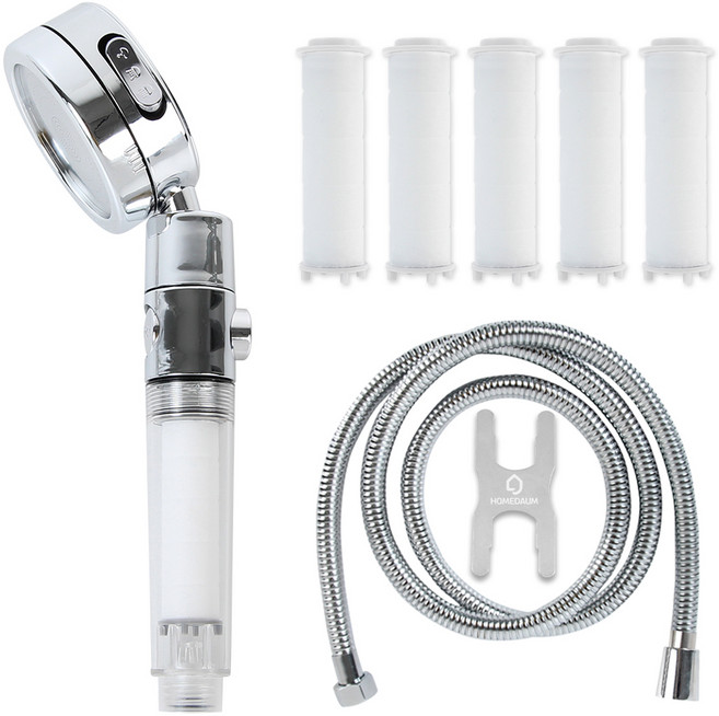 홈다움 3단조절 온오프 다기능 샤워기 헤드 + 필터 5p + 1.5m 샤워호스 세트, 1개, 화이트