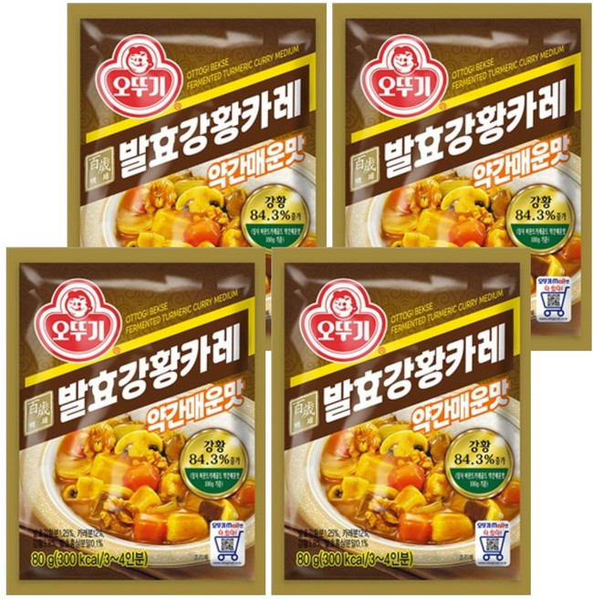 오뚜기 백세 발효 강황 카레, 80g, 4개