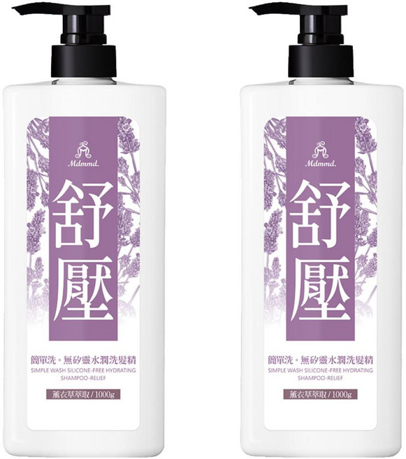 Mdmmd. 明洞國際 簡單洗 無矽靈水潤洗髮精 舒壓, 1kg, 2瓶