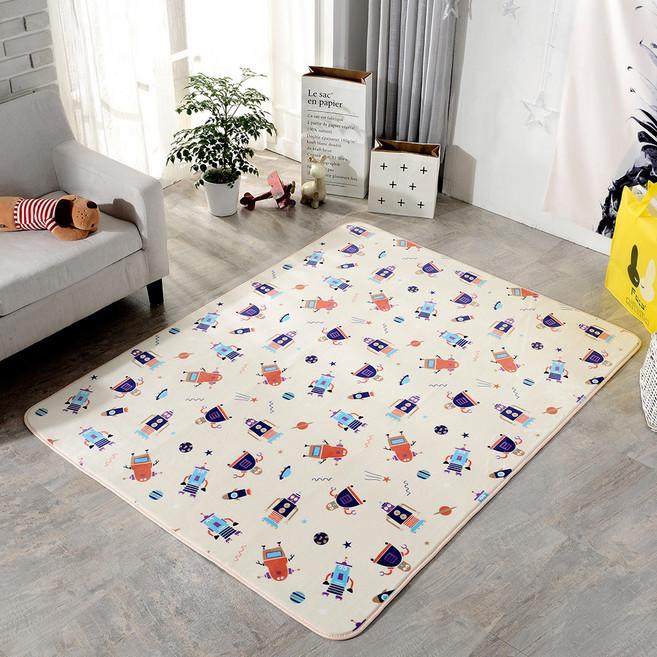 FOCA 北歐簡約 100%云芙絨透氣多功能大尺寸地墊 韓國設計遊戲墊 床鋪墊, 機械星球, 1件