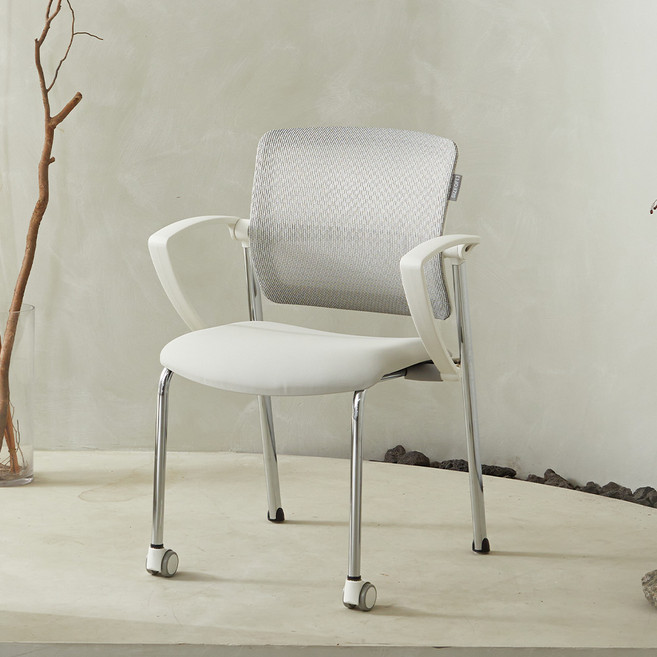 사이즈오브 몰입 스틸 사무용 의자, 화이트
