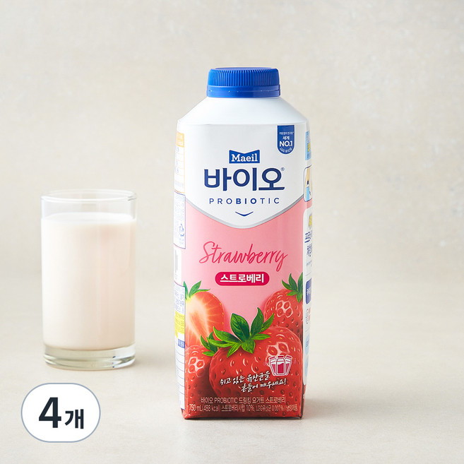 매일바이오 드링킹 요거트 딸기, 750ml, 1개입, 4개
