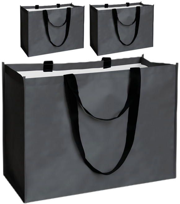 마르벨라 무광 다용포 타포린 쇼핑백, 블랙, 3개