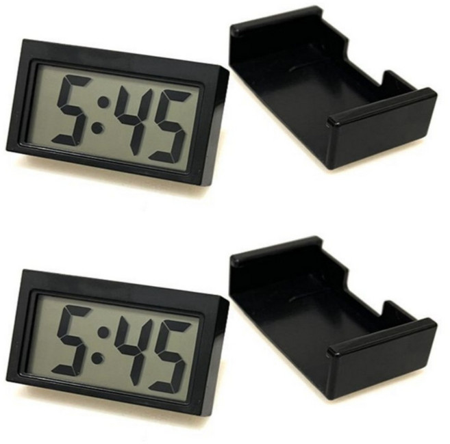 온트리 접착식 다용도 욕실시계 2세트, 블랙