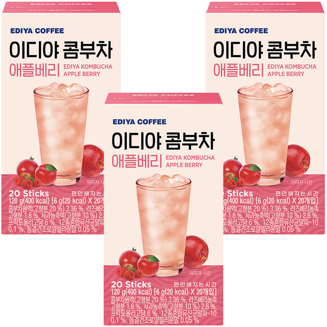 이디야커피 콤부차 애플베리, 3개, 20개입, 6g