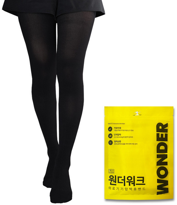 원더워크 의료용 압박스타킹 발막힘 블랙, 1개, 팬티형
