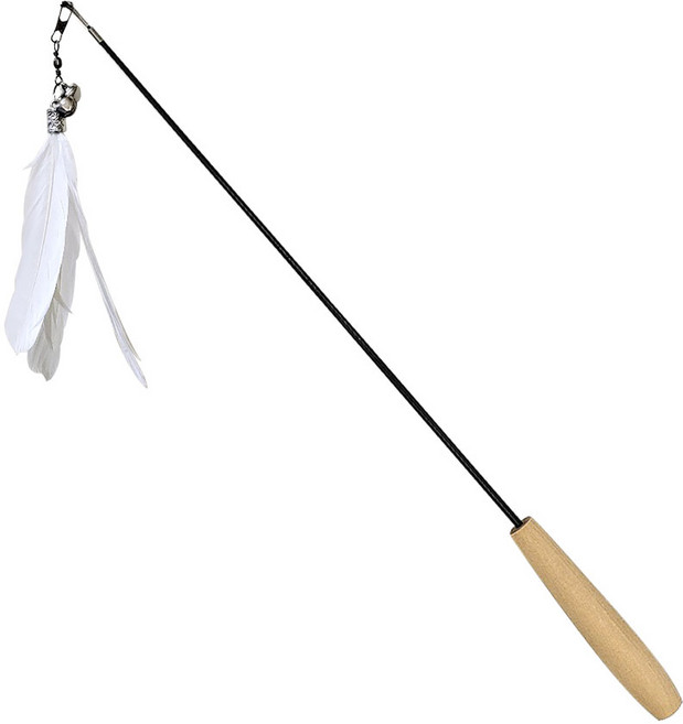 네이처펫 냥냥이 2단 깃털 원목 낚시대, 혼합색상, 1개