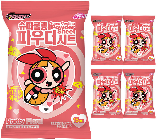 미스사사 슈퍼 쿨링 파우더 시트 데오드란트 플로럴 15p, 87g, 5개