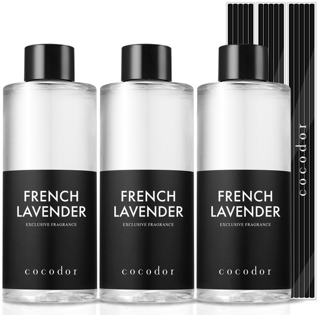 코코도르 디퓨저 리필액 200ml + 리드스틱 5P, 프렌치 라벤더, 3개