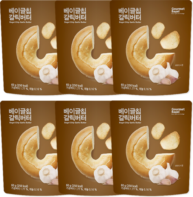 CJ 貝果餅乾 大蒜奶油口味, 60g, 6包