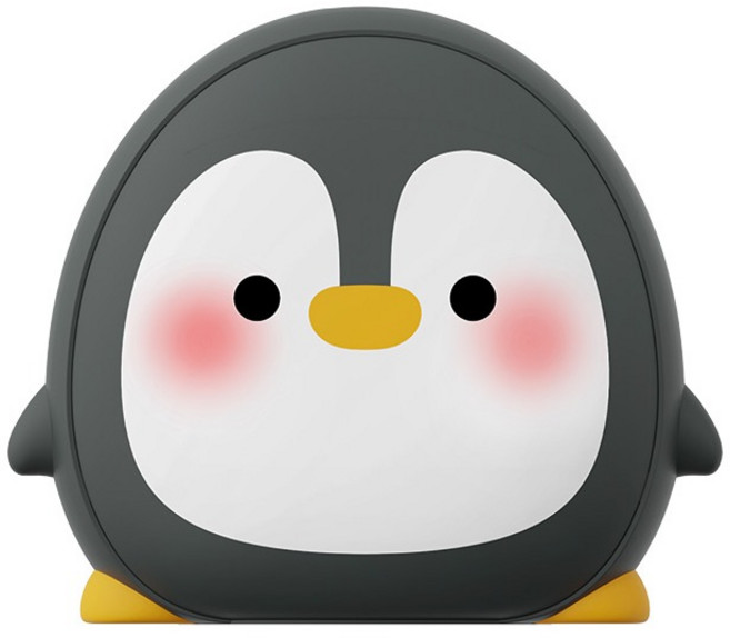 알로코리아 충전식 휴대용 펭귄 전기 전자 핫팩 손난로 보조배터리 5000mAh, WM504, 블랙