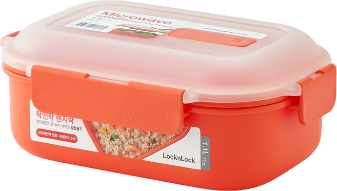 LocknLock 樂扣樂扣 可蒸可煮PP微波專用保鮮盒 長方形 1.1L, 1個, 橘色