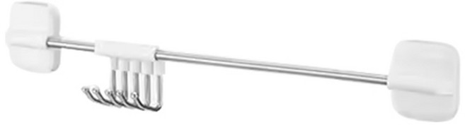 KM 磁力五連勾不銹鋼掛勾 強大磁力 超長橫桿 靈活滑動, 白色 + 銀色, 1個