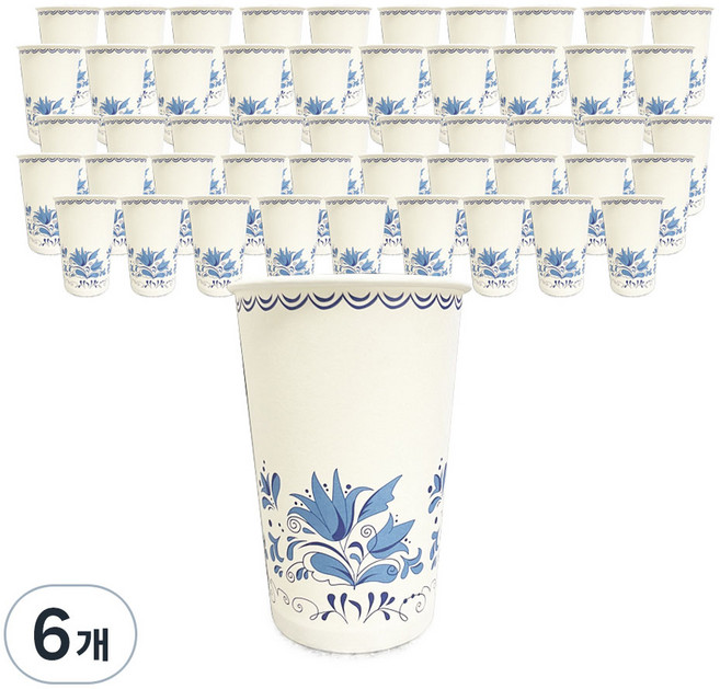 대한웰빙은박접시 유러피안 플라워 종이컵 380ml, 50개입, 6개