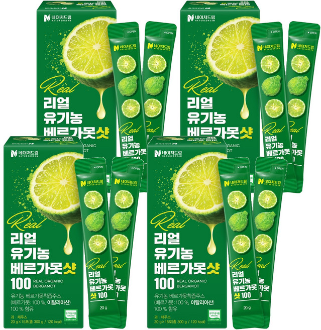 네이처드림 리얼 유기농 베르가못샷100 스틱형 착즙액, 20g, 60개