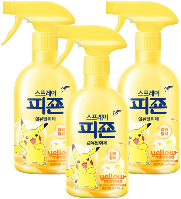 피죤 스프레이 강력 섬유탈취제 옐로미모사, 430ml, 3개