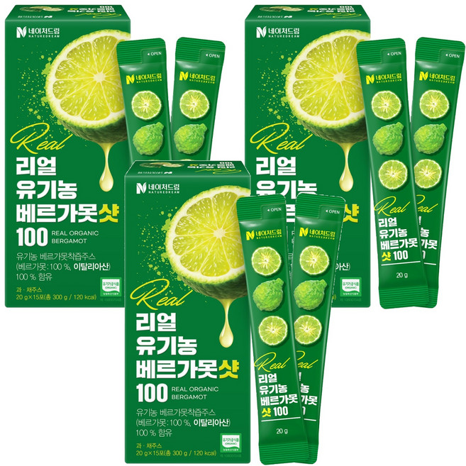 네이처드림 리얼 유기농 베르가못샷100 스틱형 착즙액, 20g, 45개