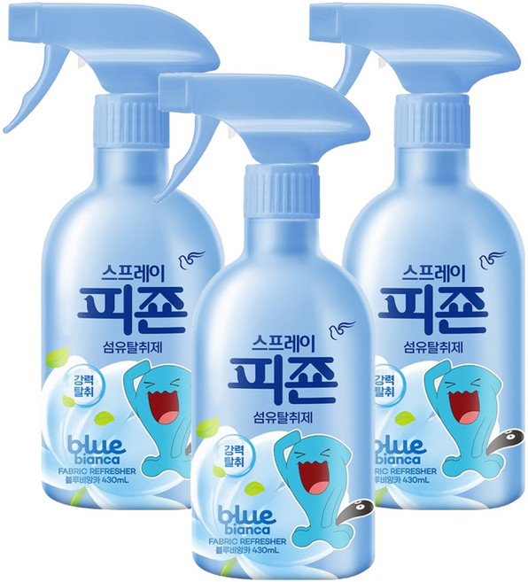 피죤 스프레이 강력 섬유탈취제 블루비앙카, 430ml, 3개