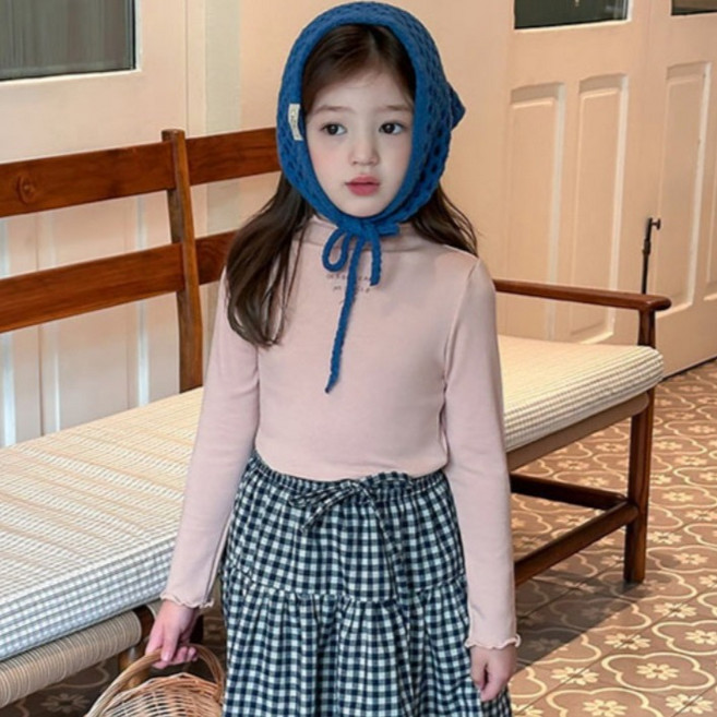 스타빈 아동용 러블리 물결 반폴라 긴팔 티셔츠