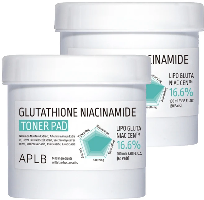 APLB 글루타치온 나이아신아마이드 토너 패드 100ml, 2개, 60매입 - 쿠팡