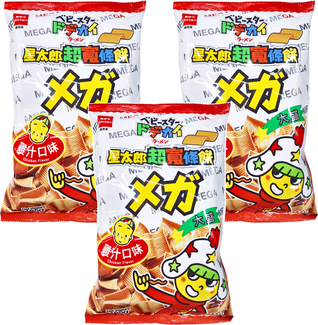 OYATSU 優雅食 BABY STAR 星太郎 超寬條餅大盛巨人包 雞汁口味, 185g, 3包