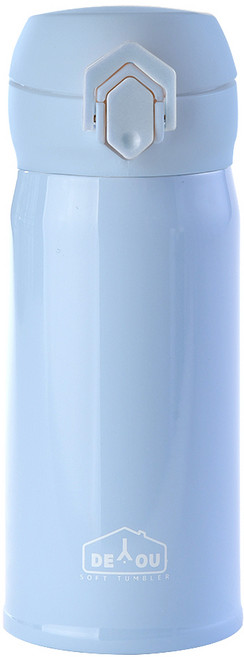 디유 비비드 2중 진공 원터치 보온병, 스카이, 350ml, 1개