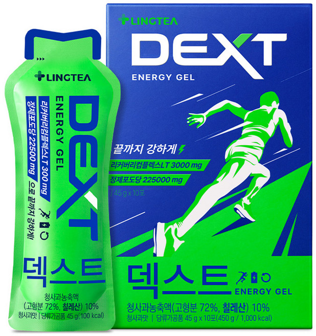 LINGTEA Dexte 能量膠 青蘋果口味 10入, 450g, 1個